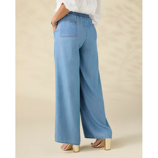 Khloe Chambray Pant with Pockets - Medium Denim