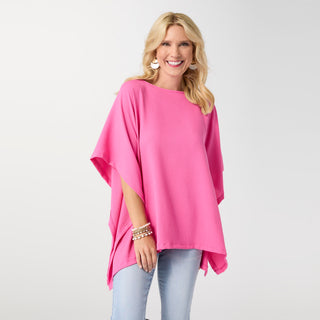 Gabriella Textured Poncho - Pink Glo