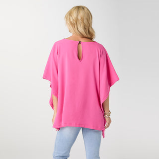 Gabriella Textured Poncho - Pink Glo