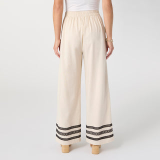 Isabelle Linen Pant with Crochet Trim - Natural