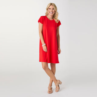 Francis Flutter Sleeve Dress - Tango Red