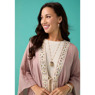 Lila Embellished Tie Front Wrap - Blush Lavender