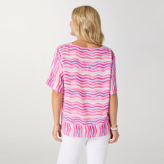 Luciana Banded Bottom Top - Pink Glo Print