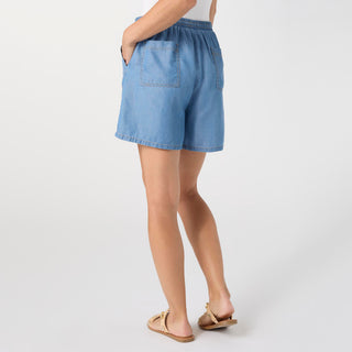 Khloe Chambray Short with Pockets - Medium Denim