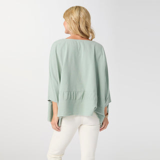 Peyton Frayed Edge Poncho - Sea Glass