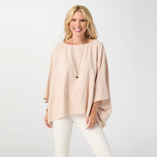 Peyton Frayed Edge Poncho - Sand