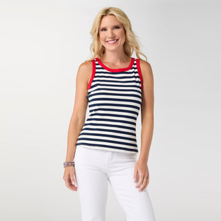 Sawyer Striped Rib Tank - Navy/White