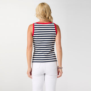 Sawyer Striped Rib Tank - Navy/White