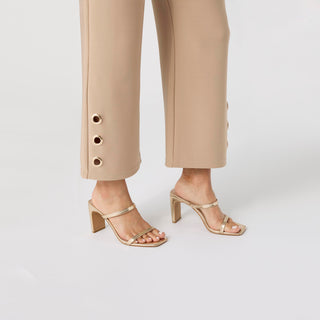 Georgie Wide Leg Crop with Side Grommets - Sand
