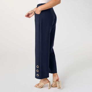 Georgie Wide Leg Crop with Side Grommets - Navy