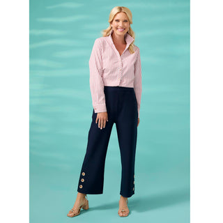 Georgie Wide Leg Crop with Side Grommets - Navy
