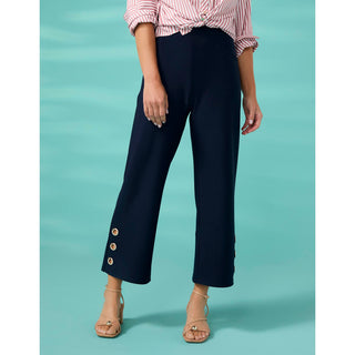 Georgie Wide Leg Crop with Side Grommets - Navy