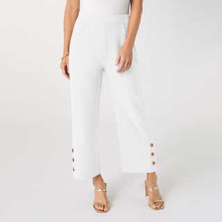 Georgie Wide Leg Crop with Side Grommets - White