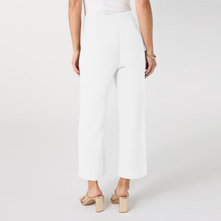 Georgie Wide Leg Crop with Side Grommets - White