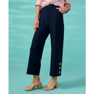 Georgie Wide Leg Crop with Side Grommets - White