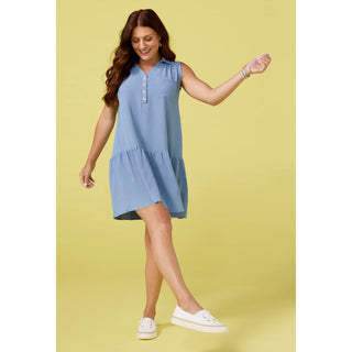 Rowan Sleeveless Collar Dress - Blue Aura