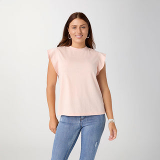 Lilly Ruffle Cap Sleeve Top - Soft Coral