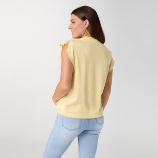 Lilly Ruffle Cap Sleeve Top - Butter