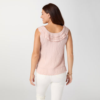 Greer Ruffle Neck Tank - Dusty Rose