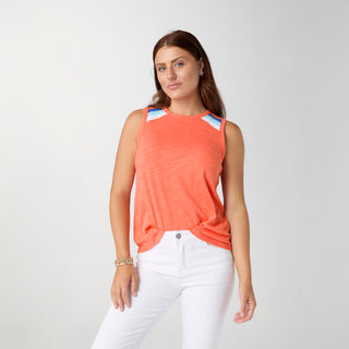 Rylee Stripe Shoulder Tank - Soft Coral
