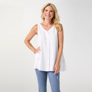 Tessa Reversible Tank with Pockets - White