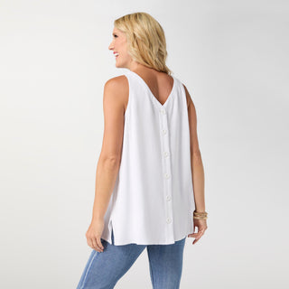 Tessa Reversible Tank with Pockets - White