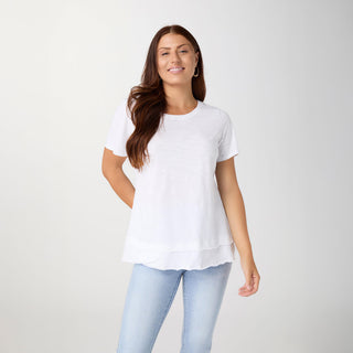 Milla Short Sleeve Tier Bottom Top - White