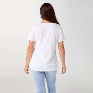 Milla Short Sleeve Tier Bottom Top - White