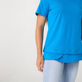 Milla Short Sleeve Tier Bottom Top - Electric Blue
