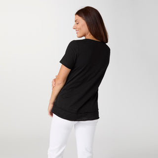 Milla Short Sleeve Tier Bottom Top - Black