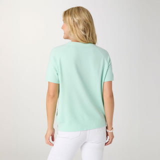 Lightweight Heavenly-Luxe Short Sleeve Floral Sweater - Jelly Mint