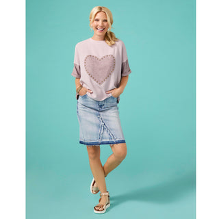 EverStretch Short Skirt with Fray Detail - Light Denim