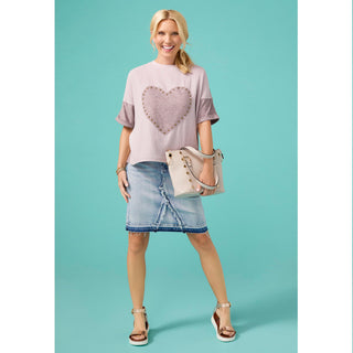 EverStretch Short Skirt with Fray Detail - Light Denim