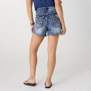 EverStretch Shorts with Stars Embroidered Back Pockets - Medium Denim
