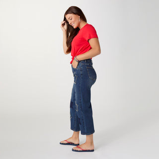 EverStretch Straight Leg Capri with Big Stars - Dark Denim