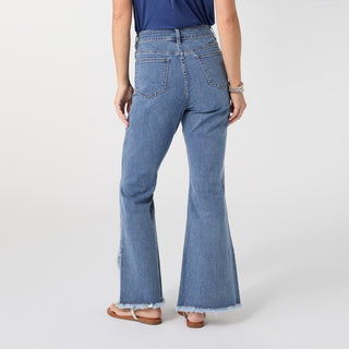 Bambu Soft Flare Fringe Crossover with Studs - Medium Denim