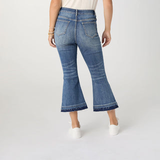 Bambu Soft Flare Crop with Contrast Bottom - Medium Denim