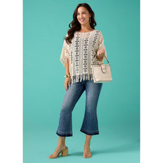 Bambu Soft Flare Crop with Contrast Bottom - Medium Denim