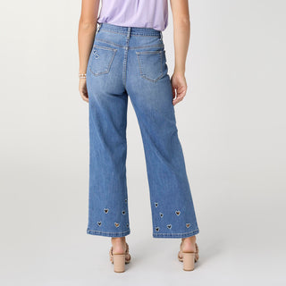 Bambu Soft Wide Leg Ankle with Heart Cut-Out - Medium Denim