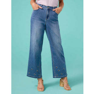 Bambu Soft Wide Leg Ankle with Heart Cut-Out - Medium Denim