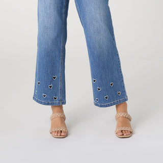 Bambu Soft Wide Leg Ankle with Heart Cut-Out - Medium Denim