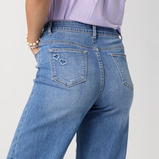 Bambu Soft Wide Leg Ankle with Heart Cut-Out - Medium Denim