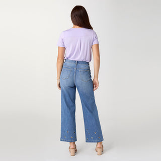 Bambu Soft Wide Leg Ankle with Heart Cut-Out - Medium Denim