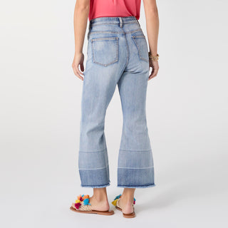 Bambu Soft Flare Crop with Fray Bottom - Light Denim