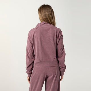 Weekend Brushed Half Zip Crop Long Sleeve - Redwood