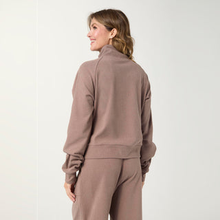 Weekend Brushed Half Zip Crop Long Sleeve - Hardwood