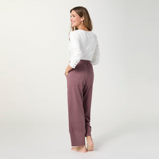 Weekend Brushed Scalloped Wide Leg Pants - Redwood