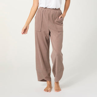 Weekend Brushed Scalloped Wide Leg Pants - Hardwood