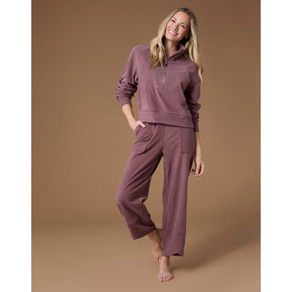 Weekend Brushed Scalloped Wide Leg Pants - Hardwood