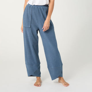 Weekend Brushed Scalloped Wide Leg Pants - Aegean Blue